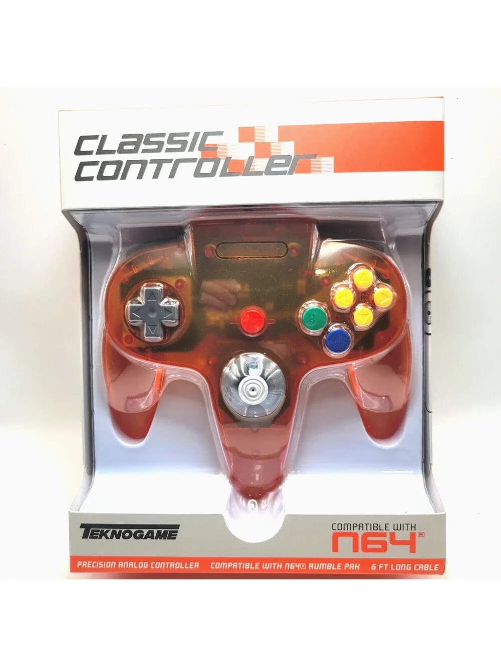Nintendo 64 Wired Controller for N64 - TeknoGame® - Fire Orange - NEW IN BOX!